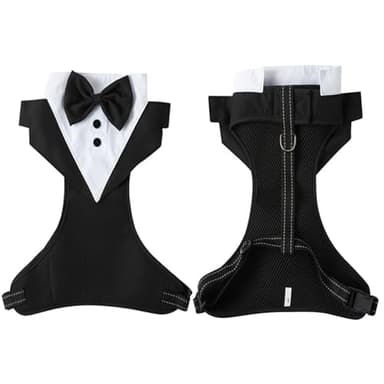HDKUW Dog Harness Leash Set, Adjustable Dog Vest Harness Set, Dog Tuxedo Costume Vest Harness for French Bulldog,Party Wedding Suit for Small Medium Large Dog L - Image 4