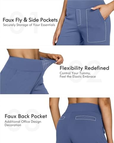G4Free Women's Wide Leg Pants with Pockets High Waist Loose Sweatpants Casual Lounge Yoga Workout Palazzo(Demin Blue,XXL,29") - Image 2