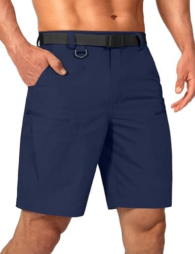 Shallowlulu Mens Cargo Hiking Shorts Water Resistant Quick Dry Lightweight Breathable Tactical Shorts with Nylon Belt(Midnight Blue 40W/10L) - Image 1