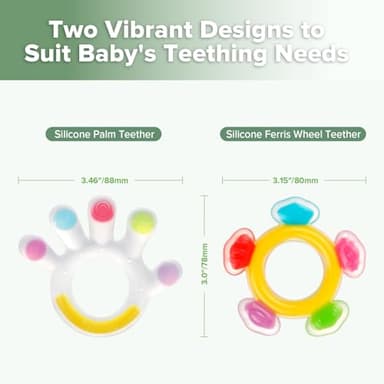 Haakaa Silicone Teether Combo - Baby Freezer Teething Toy - Soft Cold Teether - Soothe Teething Pain & Itching Gums - Perfect Size - Palm & Ferris Wheel Shape for 3M+ Babies BPA Free - 2 pk - Image 8