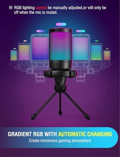 FIFINE Gaming USB Microphone for PC PS5, Condenser Mic with Quick Mute, RGB Indicator, Tripod Stand, Pop Filter, Shock Mount, Gain Control for Streaming Discord Twitch Podcasts Videos- AmpliGame - Image 6