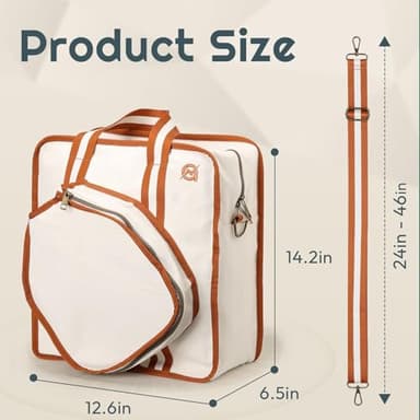 A11N SPORTS Pickleball Canvas Tote Bag, Saddle Brown - Image 2