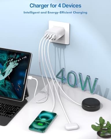 40W iPhone 17 16 Charger Block,2Pack 4-Port Fast USB C Charger Blocks,Multiport PD Power Adapter & QC Phone Charging Apple Adapter for iPhone 17 Air/17 Pro Max/16e/16 Pro/15/15Pro Max/14/13/12/11/iPad - Image 2