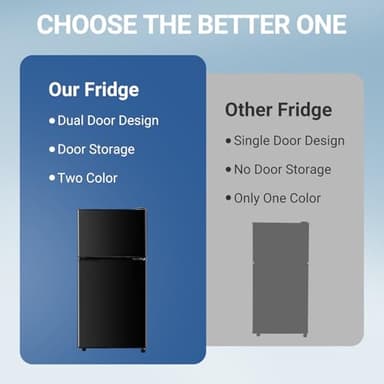 Apartment Size Fridge with Freezer 3.6 Cu. Ft. Mini Refrigerator with Freezer, Small Dorm Fridge Adjustable Thermostat & Shelves Small Refrigerator with Freezer for College, Office, Kitchen, Black - Image 7