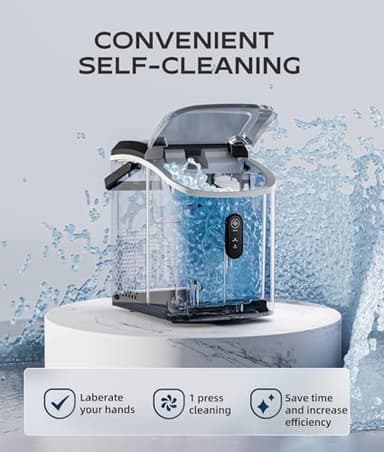 ecozy Nugget Ice Maker Countertop, Smart Portable Crushed Ice Maker with Voice Control, Pellet Chewable Ice 33lbs/24H, Self-Cleaning, with APP WiFi, Timer Function and Status Alerts, Bonus TDS Meter - Image 8