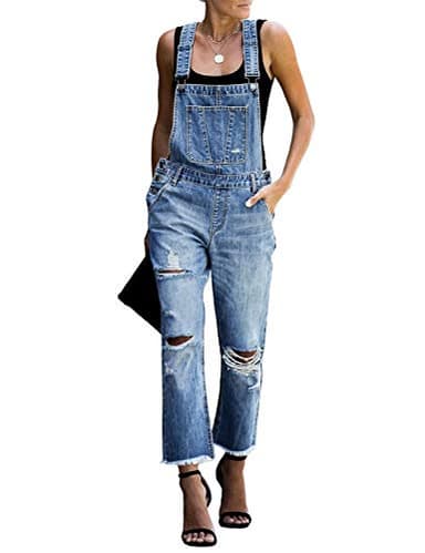 luvamia Flexclusive Women's Casual Distressed Overalls Adjustable Denim Bib Jumpsuits for Women Jean Overalls Pants Trendy Jumpsuits Blue Size Medium - Image 1