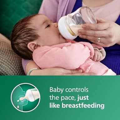 Philips Avent Natural Glass Baby Bottle with Natural Response Nipple (Slow Flow, Flow 2), 4oz, SCY910/01 - Image 2