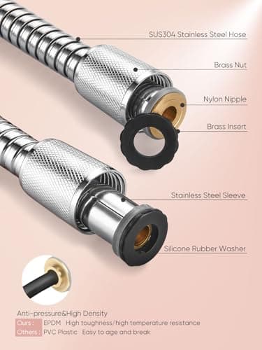 Cobbe High Pressure 8 Functions Shower Head with handheld - Powerful Detachable Shower Head Set for Low Water Pressure - Tool-less 1-Min Installation, Extra Long 60" Stainless Steel Hose (Chrome) - Image 4