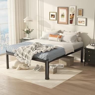 Yitong Angel 18 Inch Queen Bed Frame with Round Corner Edge Legs, 3500 lbs Heavy Duty Metal Platform Bed Frame Queen Size, Steel Slats Support/No Box Spring Needed/Noise Free/Non-Slip - Image 4