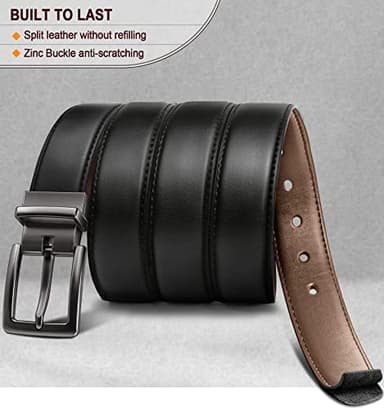 BULLIANT Men's Belt,Reversible Belt Adjustable For Gift Men 1.25”-Cut For Fit-2 Sides in 1 Belt(Not 2)(Black/Tawny,28"-30" Waist Adjustable) - Image 4