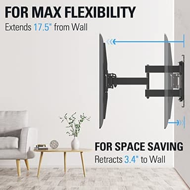Mounting Dream TV Wall Mount for Most 32-65 Inch TV, Full Motion TV Mount with Dual Arms, Wall Mount Bracket with Swivel and Tilt, Fits 16", 18", 24" Studs, Max VESA 400x400mm, 99 LBS, MD2380-24K - Image 3