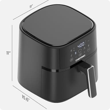 Chefman Air Fryer – 6 QT Compact Airfryer for Quick & Easy Meals in Minutes, Features Hi-Fry Technology for Extra Crisp, Touchscreen Controls with 4 Presets, Nonstick & Dishwasher Safe Basket - Black - Image 7