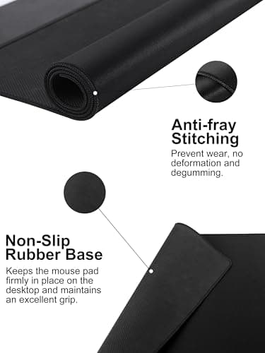 TopMade Wireless Charging Mouse Pad, Waterproof Gaming Mousepad with Ultra-Smooth Surface, Non-Slip Base, 31.5"x15.75" XXL Large Desk Pad, Classic Black Computer Desk Mat for MacBook, PC, Laptop - Image 5