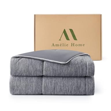 Amélie Home Cooling Comforter Queen Size, Dual-Sided Lightweight Cooling Blanket for Hot Sleepers, Q-Max 0.43 Breathable Cooling Quilt for Night Sweats, 90" x 90", Heather Charcoal Grey - Image 1