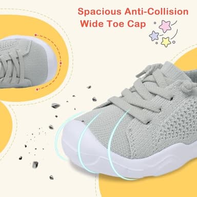 LeIsfIt Toddler Shoes Boys Girls Barefoot Shoes Kids Breathable Sneakers Tennis Shoes Slip on Shoes Light Grey Size 6 - Image 5