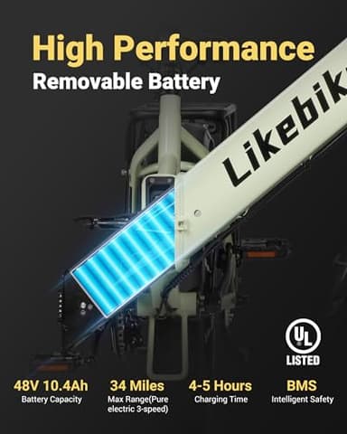 Folding Electric Bike 20" x 4.0 Fat Tire Electric Bicycle,48V Lithium Removable Battery,Peak 720W Folding Ebike for Adult,5 Pedal-Assist Levels& Large LCD Display,Step Through ebike for Adult - Image 2