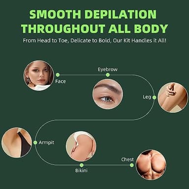 VENNCO Waxing Kit for Women Men - Premium Digital Wax Melt Warmer Kit for Sensitive Skin Coarse Hair Removal - 14oz Hard Wax Beads & Silicone Liner - for Bikini Brazilian Body Face Leg - Home Wax Kit - Image 5