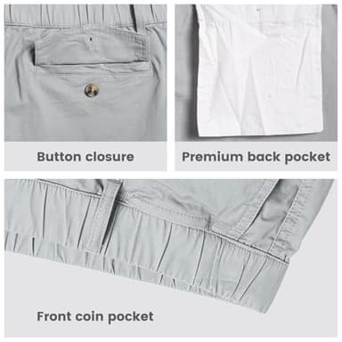 maamgic Men's Classic-fit 5.5" Cotton Casual Shorts Elastic Waistband with Multi-Pocket Daily Wear Walking Summer Outfit Silver Grey 30 - Image 5