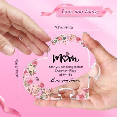 Zdovivot Mom Birthday Gifts Acrylic Puzzle Keepsake 3.93 x 4.6 In Mothers Day Gifts for Mom from Daughter Son Heart Shaped Home Decorative Signs - Image 5