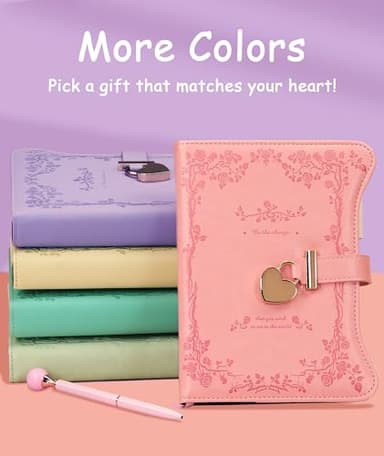 Hoci Poci Diary with Lock and Keys for Girls Gift Ideas, 360 Gold Edged Pages Journal for Women, B6 Refillable Notebook for Writing with Pen and Bookmark (Garden Pink) - Image 2