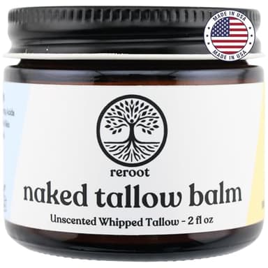 Beef Tallow Balm for Skin | NAKED TALLOW BALM | 1 Ingredient - 100% Grass Fed Tallow | Whole Body & Face Moisturizer | Whipped & UNSCENTED for Sensititve Dry Skin, Babies, Eczema, Psoriasis, Rosacea (2oz) - Image 1