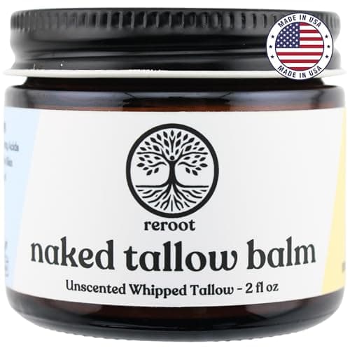 Beef Tallow Balm for Skin | NAKED TALLOW BALM | 1 Ingredient - 100% Grass Fed Tallow | Whole Body & Face Moisturizer | Whipped & UNSCENTED for Sensititve Dry Skin, Babies, Eczema, Psoriasis, Rosacea (2oz)