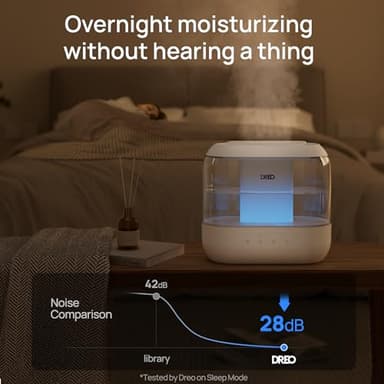 Dreo Humidifiers for Bedroom, 4L Top Fill for Large Room, 36H Runtime, 28 dB Quiet Supersized Cool Mist Air Humidifier for Baby Nursery, Plants, Indoor, Night Light, Easy to Clean & Fill - Image 7