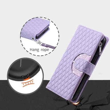 Furill Phone Case for Samsung Galaxy S21 Ultra 5G Wallet Cover with and Crossbody Wrist Strap Shoulder Strap 9+ Card Slots Zipper Purse Leather Stand S21ultra 21S S 21 21ultra G5 Women Men Purple - Image 8