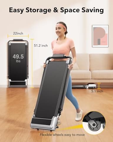 TOPUTURE Walking Pad with Incline, 2 in 1 Foldable Treadmill with Handle Bar for Home/Office Small, Portable Compact Under Desk Treadmill with Remote Control, APP & LED Display 300LBS Capacity - Image 7