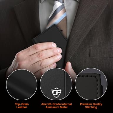 Conceal Plus Mens Wallet Card Holder, Smart Pop Up RFID Blocking Wallet, Slim Minimalist Leather Front Pocket Card Case, 6-10 Card Capacity Plus Cash Slot & ID - Image 6