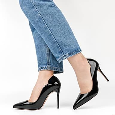 COLETER Women's 4 Inch Pumps Pointy Toe Wedding Dress Shoes Slip on Stiletto Pumps - Image 3