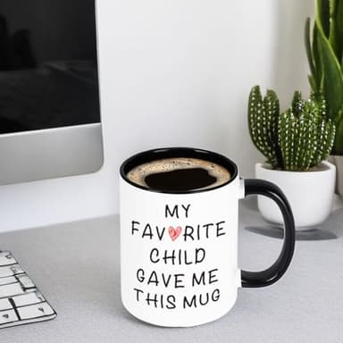 YOETTE Gifts for Mom Dad from Daughter Son, Mother Father Birthday New Mom Christmas Gift for Women, My Favorite Child Gave Me This Coffee Mug 11oz Black cup - Image 7