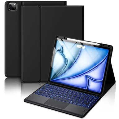Hamile for iPad Air 13-inch Case Keyboard (M3/M2) - Magnetic Wireless Keyboard with Multi-Touch Trackpad 7 Colors Backlit Stain Proof Folio Cover for iPad Pro 12.9 6th 5th 4th 3rd Generation - Black - Image 1