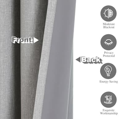 Airwill Linen Look Textured Blackout Curtains 90 Inch Length with Thermal Insulated Liner, Heavy Thick Grommet Window Curtains Drapes for Living Room (52 x 90 Inch, 2 Panels, Grayish Green) - Image 3