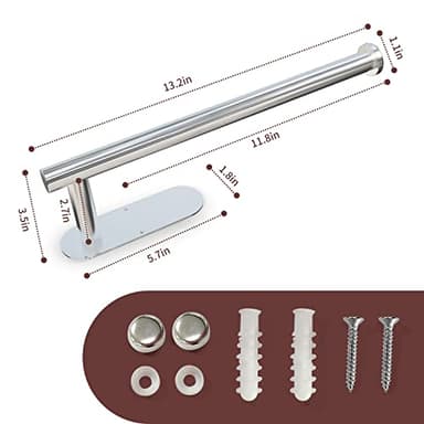 DEKAVA Under Cabinet Wall Mount Paper Towel Holder, Self-Adhesive Bar, Stainless Steel 13 inch (Bright Silver, 1) - Image 4