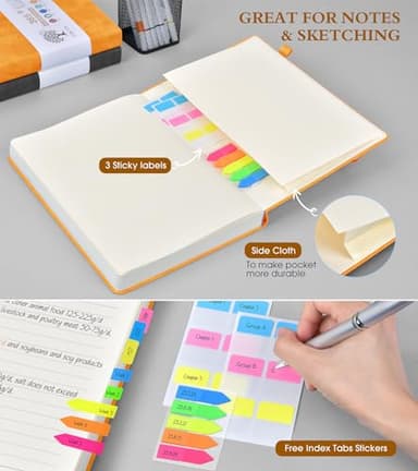 PERCUN A4 Lined Journal Notebook，365 Page Large Leather Journals for Writing Women Men，Hardcover Notebook with 100Gsm Thick Pages for Travel，Work，School，College Ruled, Daily Diary (8.5" x 11.4") - Image 5