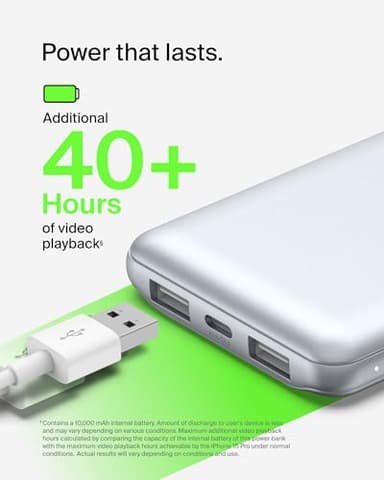 Belkin Portable Charger, USB C Power Bank 10,000mAh w/ 2xUSB-A Ports, 15W w/Type-C to Type-A Cable for iPhone 17, Air, Samsung Galaxy S25, iPad, Nintendo Switch 2, Google Pixel 10, etc. - Pearl Blue - Image 5
