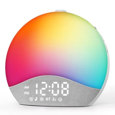 EASYERA Sunrise Alarm Clock Sound Machine, Upgraded Backlit Buttons, 26 Soothing Sounds, White Noise Machine Night Light, Bluetooth Speaker Wake Up Light for Bedroom, Heavy Sleeper, Adults, Kids - Image 1