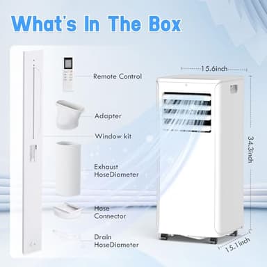 12000 BTU Portable Air Conditioners - 3-in-1 Cooling Unit with Dehumidifier, Fan & AC Modes - Ac Units Cools Up to 550 Sq.Ft - 24-Hour Timer, Remote Control & Window Kit Included - White - Image 8