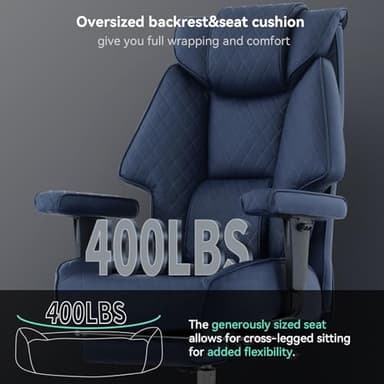 EXCEBET Big and Tall Office Chair with Footrest, PU Leather High Back Executive Office Chair 400lbs, Ergonomic Computer Chairs Lumbar Support for Heavy People (Blue) - Image 3
