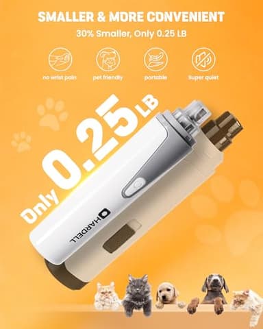 HARDELL Dog Nail Grinder, Super Quiet Dog Nail Trimmers with 2 LED Lights & 3 Grinding Ports, Safety Pet Nail Grinder for Small Dogs/Cats & Puppy - Image 6