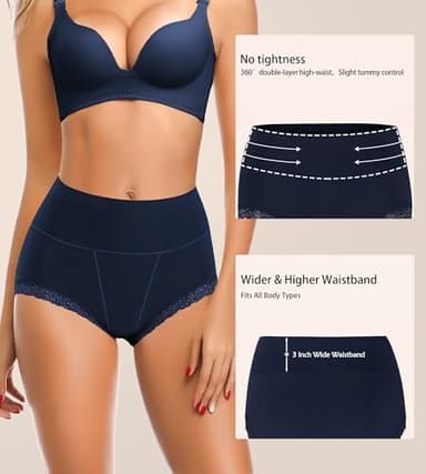 OPIBOO Women's Cotton Underwear,Ladies Soft Stretch Tummy Control Comfy No Muffin Panties Boyshorts - Image 6