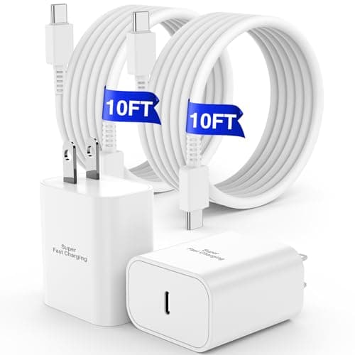 𝟐𝐏𝐚𝐜𝐤 45W Super Fast Charger Type C, For Samsung Galaxy S25 S24 Charger Block with 10FT Type C Charging Cord for Samsung Galaxy S25 S24 S23 /Ultra/S22/S21/S20, iPhone 16/15 Pro,Pro Max,Plus-White - Image 1