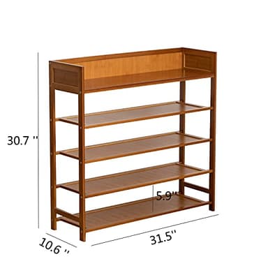 Suwoic Bamboo Shoe Rack Organizer, 5 Tier Shoe Shelf Storage Organizer, for Entryway, Hallway, and Closet (Brown-31.5) - Image 3