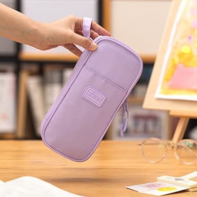 CICIMELON Durable Pen Pencil Case Big Storage Pen Pouch Bag for School Supplies Office College Teen Girls Adults, Purple - Image 6