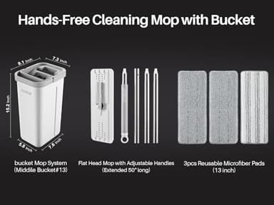 JOYMOOP Mop and Bucket with Wringer Set, Hands Free Flat Floor Mop and Bucket, with 3 Washable Microfiber Pads, Wet and Dry Use, Floor Cleaning System - Image 8
