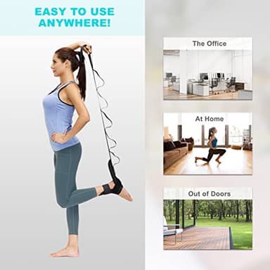 comness Foot and Calf Stretcher-Stretching Strap For Plantar Fasciitis, Heel Spurs, Foot Drop, Achilles Tendonitis & Hamstring. Yoga Foot & Leg Stretch Strap. (Black) - Image 6