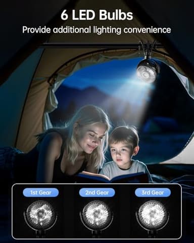 Bearwind Mini Portable Stroller Fan for Travel,360° Rotation,4-Speed LED Night Light Clip on Fans Operated by Rechargeable Battery, Baby Essentials for Car Seat Beach Bed Golf Cart (Black) - Image 6