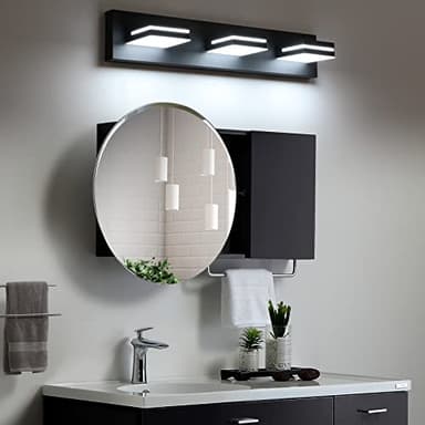 SineRise LED Modern Bathroom Vanity Light Fixtures (3-Light, 24-Inch), Matte Black Modern Acrylic Bathroom Wall Lighting Fixtures Over Mirror (Cool White 6000K) - Image 4