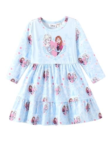 Disney Frozen Elsa Dress Little Girl A-Line Character Print Casual Long Sleeve Winter Fall Clothes Kids Outfit Gift Party Costume 3T - Image 1